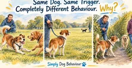 Dog reactive on lead – same dog, three different walking situations